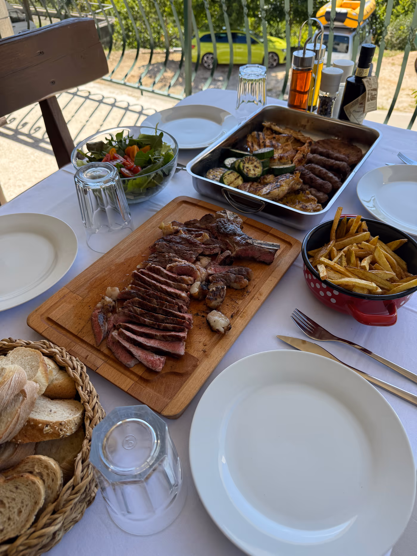Homemade Dalmatian lunch after rafting on the Cetina